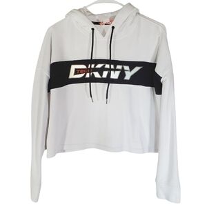 7311 * DKNY Tech x Urban Outfitters Pullover Crop Hoodie White Black Size M